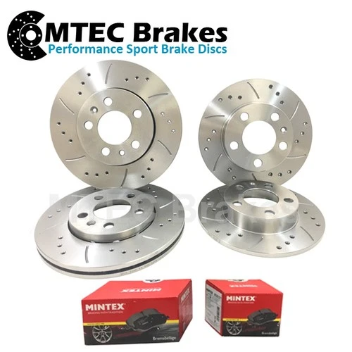 Mercedes E500 02-09 Front Rear Drilled Grooved Brake Discs