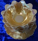 10 Piece Set Vintage Anchor Hocking FIRE-KING PEACH LUSTRE  5 bowls & 5 saucers