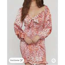 NWT Lost + Wander Wild Side Mini Dress In Pink Animal Medium Smocked Bodycon
