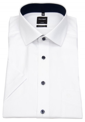 OLYMP Kurzarmhemd Modern Fit Faux Uni Struktur weiß