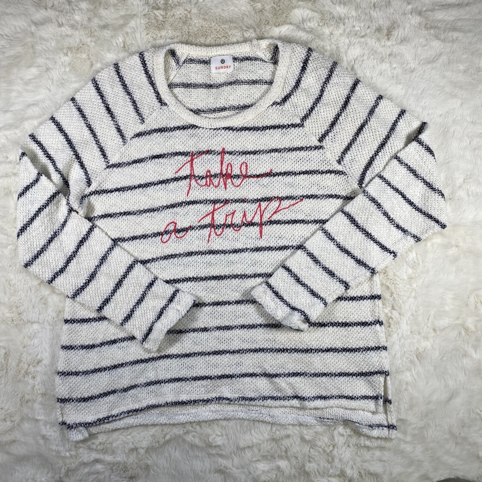 Sundry “Take A Trip Stripe” Raglan Sweater Womens Size 3 (See Measurement)