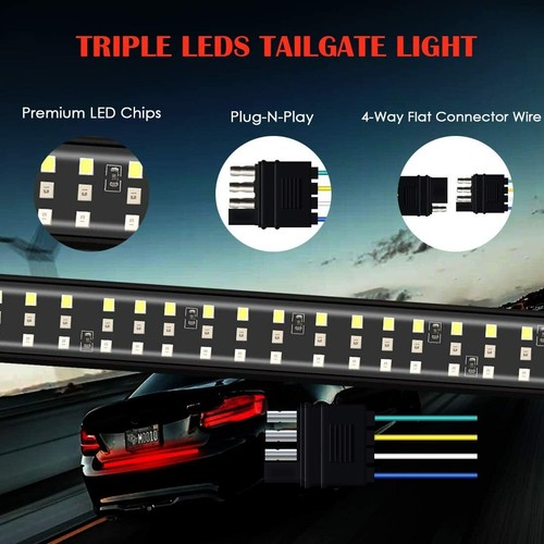 48" Inch Truck Tailgate LED Light Bar Brake Reverse Turn Signal Stop Tail Strip - Picture 6 of 8