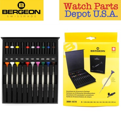 10 destornilladores de relojeros BERGEON 30081 - 0.50 - 1.80mm para