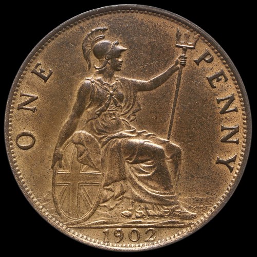 1902 Edward VII Low Tide Penny, A/UNC - Picture 2 of 2