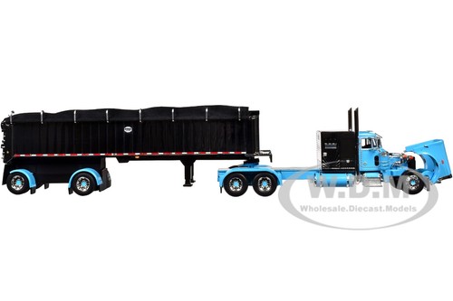 PETERBILT 379 W/SLEEPER & DUMP TRAILER CYAN BLUE 1/64 BY DCP/FIRST GEAR 60-1893 - Picture 4 of 6