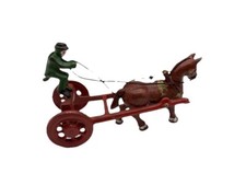 Vintage Cast Iron Man and Horse Plow