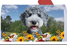 Bedlington Terrier Summer Flowers Mail Box Cover