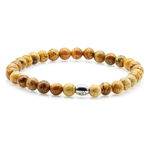 Jaspis Armband Bracelet Perlenarmband Damen Herren beige 6/8mm Edelstahl Perlen - Bild 6 von 8