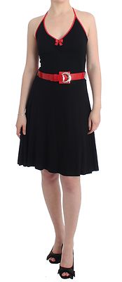 Roccobarocco Kleid schwarz Gürtel Palladio Jersey Rock Trapez Scheide IT46/US10