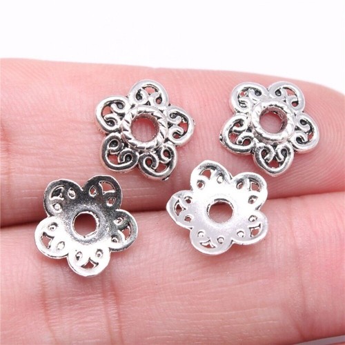 Tapas multicolores de cuentas de plata tibetana 250 piezas 11x11x3 mm hágalo usted mismo para hacer joyas C14888 - Imagen 8 de 11
