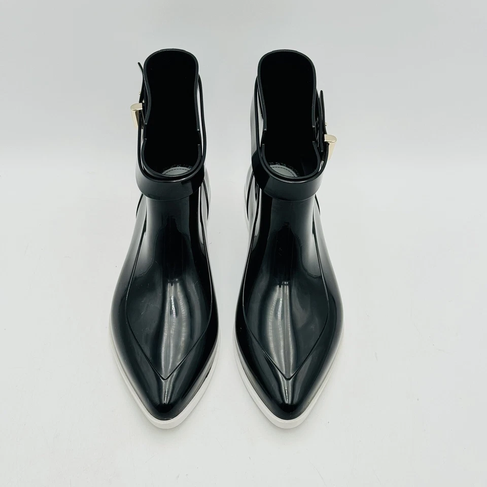 Melissa & Jason Wu Ankle Boots Black White Bow 39 / 8 M Rain Boots IN BOX $190 - Image 4 of 4
