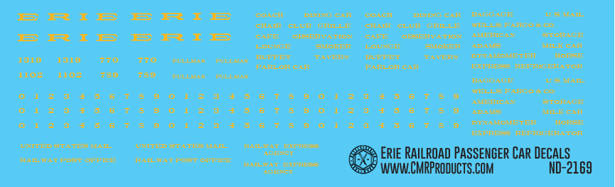 O Scale - Erie Railroad Passenger Car Decals