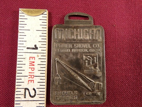 Vintage Taschenuhr Anhänger Werbung Michigan Power Schaufel Co Benton Harbor MI - Bild 2 von 5