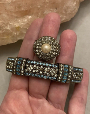 Bague Signée Heidi Daus En Cristal Amythis - Modèle Fleuri - Taille 5 - Neuf Sans Écrin