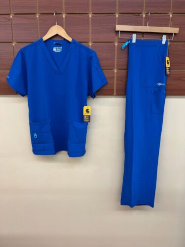 NEW Carhartt Royal Blue Solid Scrubs Set With Large Top & Large Pants NWT - Foto 1 di 1