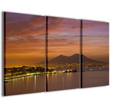 Stampe su tela 3pz.120x90cm Napoli 016 Quadri Moderni Quadro Vesuvio Arredamento