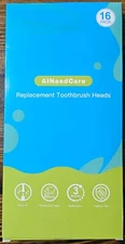 AiNeedCare, 16 Pack Toothbrush Replacement Heads (8 White, 8 Black), NIB