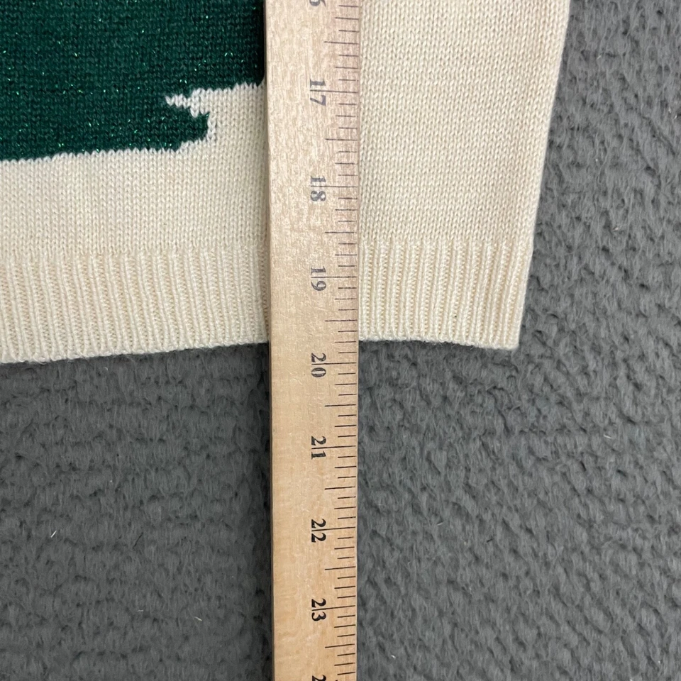 Cárdigan Suéter Rosa Pollo Niñas Talla 12 Años Crema Árbol de Navidad Preppy Foto 3 de 4