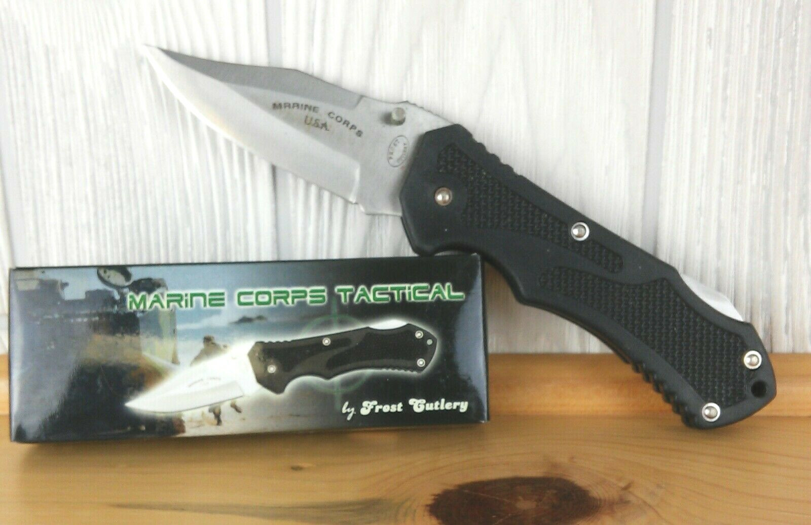 Folding Pocket Knife Stainless Steel Blade Black Handle Tactical