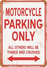 METAL SIGN - MOTORCYCLE PARKING ONLY - Vintage Look