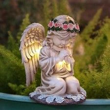Praying Angels Figurine,Solar Garden Angel Statues, Waterproof Kneeling Angel...