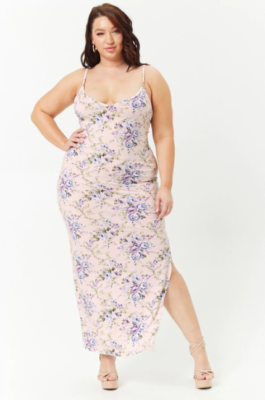 Forever 21 Plus Size Floral Maxi Dress LIGHT PINK/MULTI Size 0X | eBay