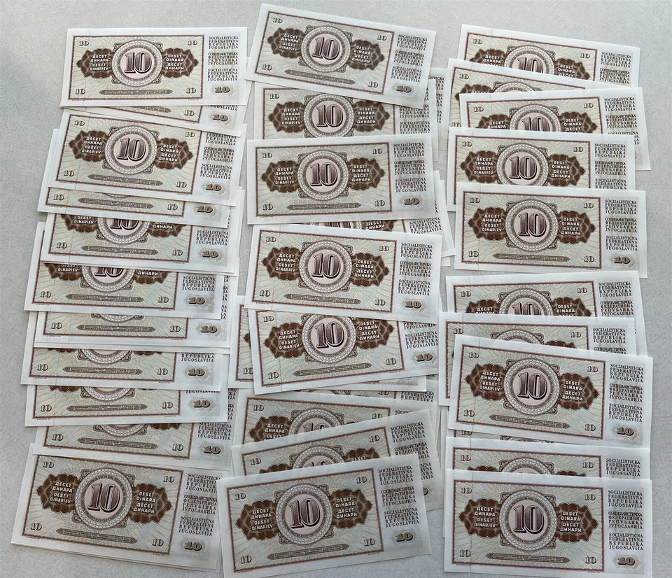 Yugoslavia 1968 10 Dinara Lote de 100 billetes CU BL0078 envío combinado Foto 3 de 3