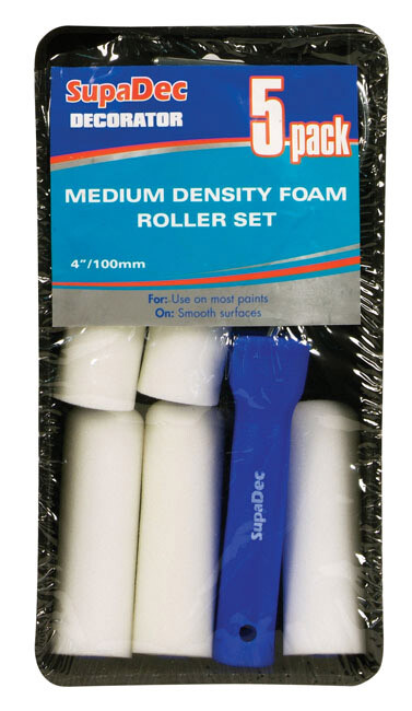 SupaDec DIY Decorating Paint Foam Mini Roller & Tray Set 4""/100mm