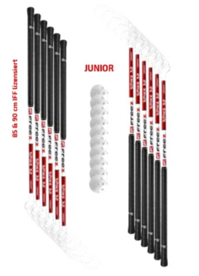 mb-m  Set FreeZ Spike 32 red Junior - 12 Schläger + 10 Bälle Floorball Unihockey
