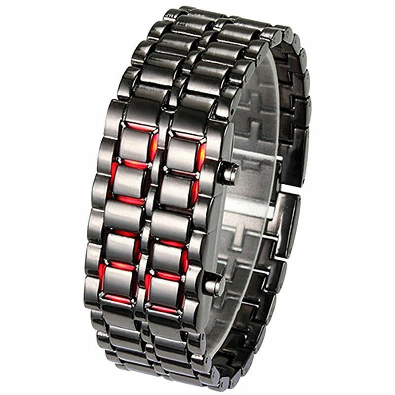Watch For Men Volcanic Lava Iron Samurai LED Stainless Steel