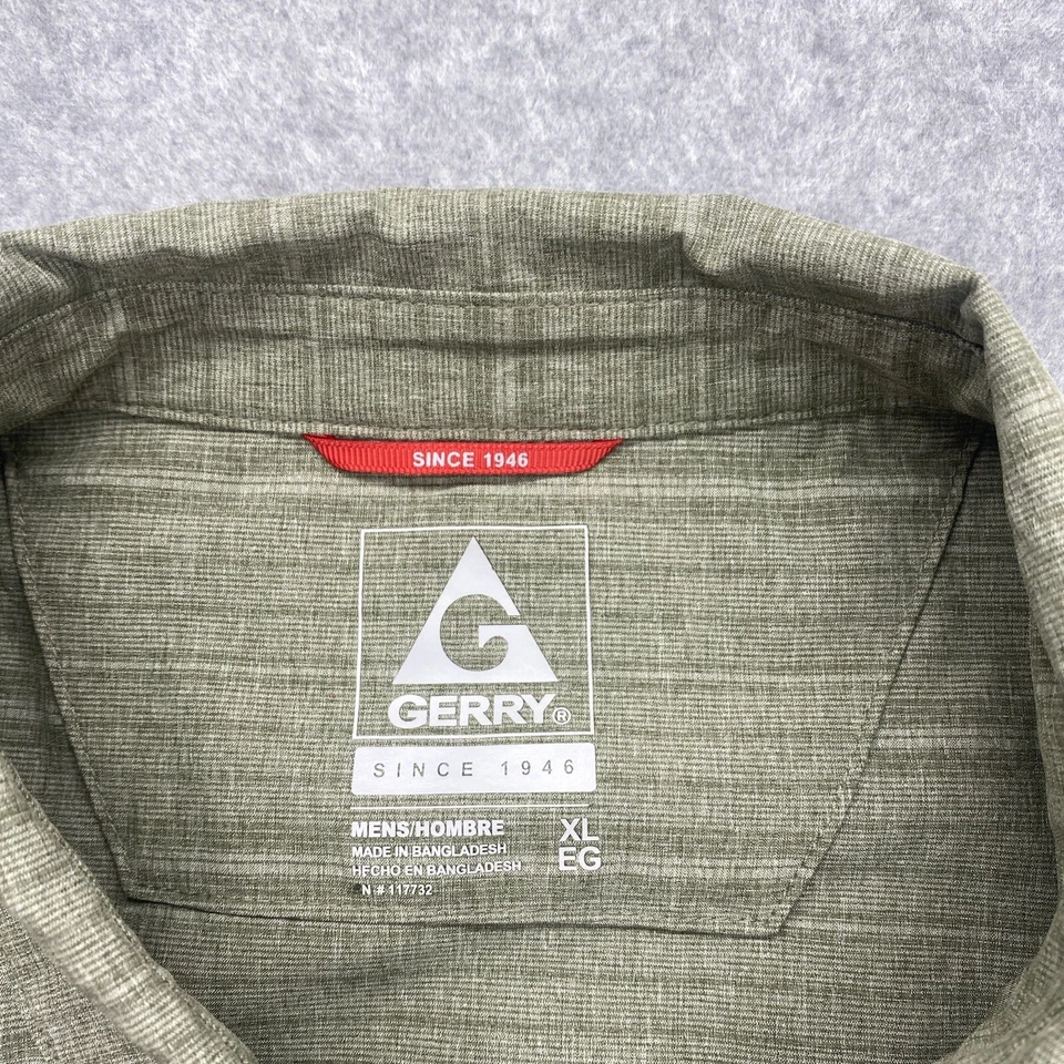 Gerry Shirt Mens Extra Large Button Up Short Sleeve Fishing Hiking Green Logo - Image 4 of 4