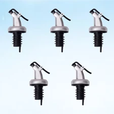 5 Pcs Stainless Steel Oil Liquor Bottle Pourer Wine Vinegar Spout Kitchen