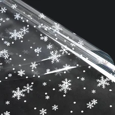 20 Sheets Flower Wrapping Paper - Small Snowflake Cellophane Plastic Packaging -