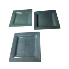 ESPANA Fiesta Green Blue Deep Square Heavy Stoneware 11" Dinner Plates Set of 3