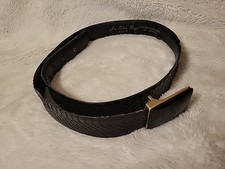 Jean Roberts Design Size 34 Snake Skin On Leather Belt With Black Stone Buckle