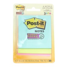 2 Pack Post-it Super Sticky Notes, Miami Collection, 3 Color, 3in x 3in, 45 e...