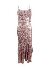 Betsy & Adams Women's Sequin Ruffled Midi Dress (4, Rose)