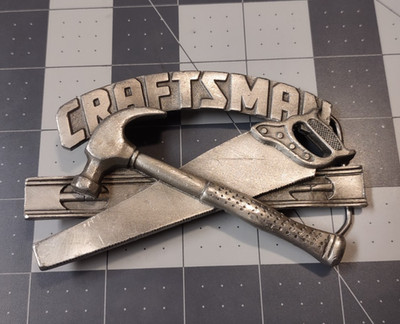 Vintage 1983 Craftsman Tools Belt Buckle Hammer Saw Sears GAP 4086