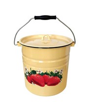 Emaille Milch-Eimer Wassereimer 12 L Liter mit Motiv Erdbeeren emailliert Ведро