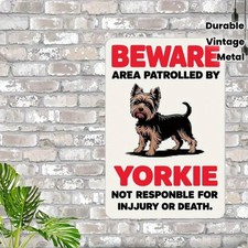 Vintage Yorkshire Terrier Patrol Warning Tin Metal Signs Home D cor 8x12