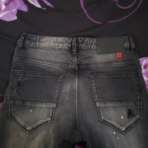 Jeans Lorenzo Veratti uomo denim effetto invecchiato vita media logo elasticizzato taglia 28 nero - Foto 15 di 18