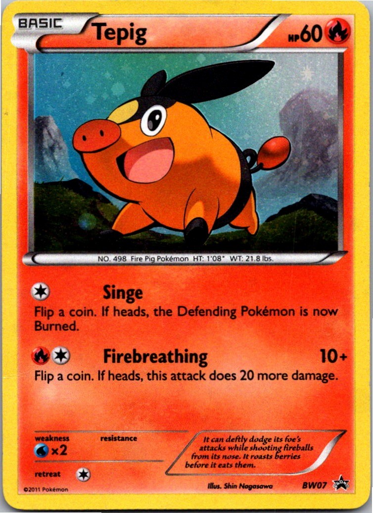 Tepig BW07 Holo Promo Black And White Promo Pokemon Near Mint