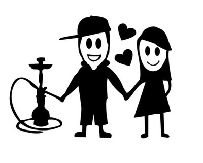 4x Hooka Cool Guy And Girl   JDM, FUNNY, TURBO, Car Stickers 4in x 3 in each