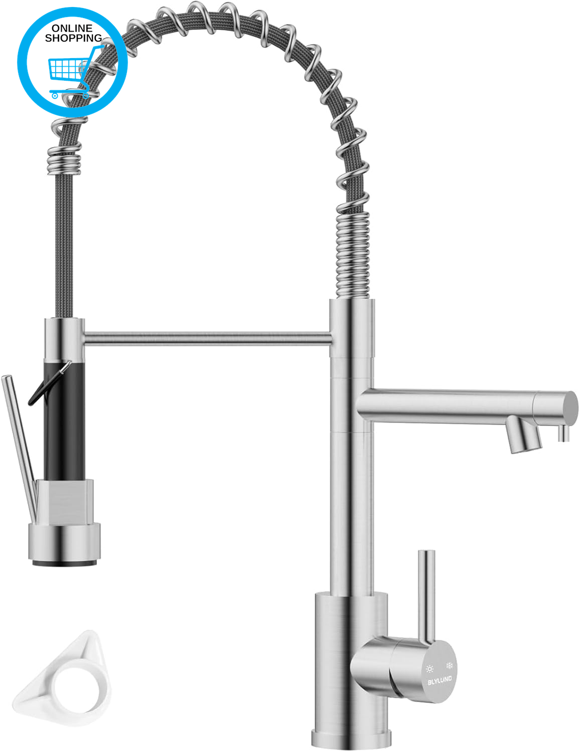 Kitchen Sink Mixer Tap with Two Spouts, Commercial Single Handle Kitchen Sink Ta