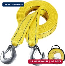 13ft Tow Strap W Hooks 10000lb Heavy Duty Recovery Rope For Car Truck Atv
