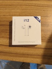 TWS True Wireless Stereo i12 Earbuds Headphones White Auto Pairing - New In Box