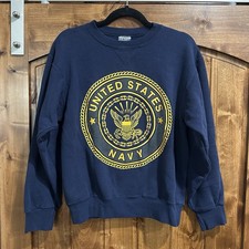 United States Navy Blue Crew Neck Sweatshirt,USA Made Double Sided, Reflective S