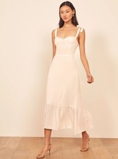 Reformation Nikita Tie Shoulder Midi Dress in Ivory Size 12