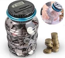 Electronic Digital LCD UK Coin Counter Counting Jar Money Saving Piggy Bank 1.8L
