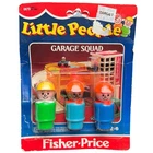 Vintage Fisher Price Little People Garage Squad Carded Set Parking Ramp Workers